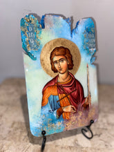 Load image into Gallery viewer, Saint Fanourios - religious wood epoxy resin handmade icon art - Only 1 off - Original