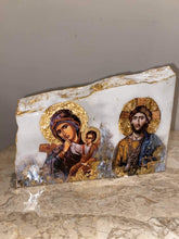 Load image into Gallery viewer, 2 image - MADE TO ORDER Mother Mary with baby Jesus (Panagia) and Jesus in marble - ONE OFF PIECE religious icon