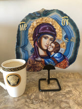 Load image into Gallery viewer, Extra Large natural genuine gemstone slice Jesus Christ religious icon with  citrine gemstones