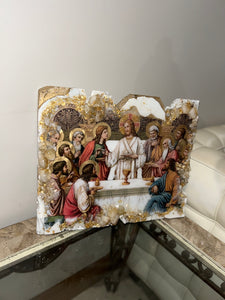 Large last supper wall art with natural gemstones religious icon  -Ready to ship