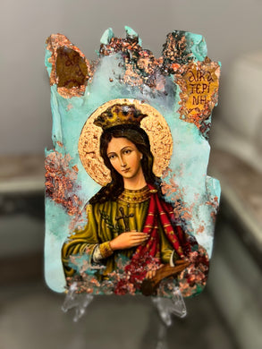 Ready to ship Saint Katherine (Agia Katerina) religious icon