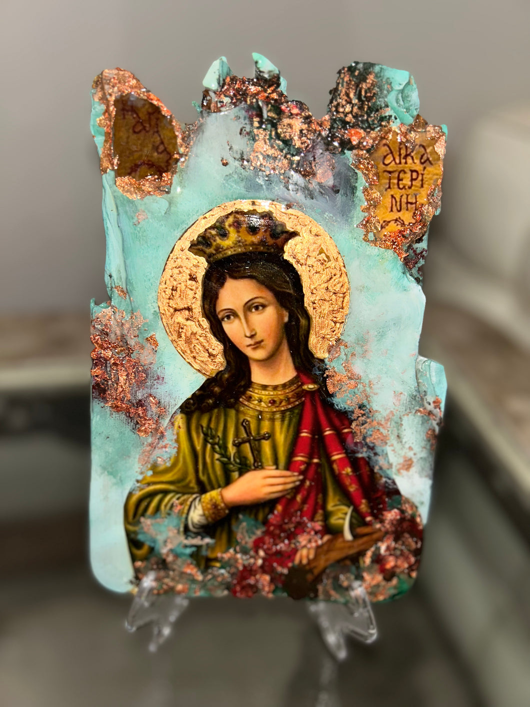 Ready to ship Saint Katherine (Agia Katerina) religious icon