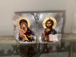 Ready to ship - Mother Mary & Jesus Christ freestanding block - religious icon