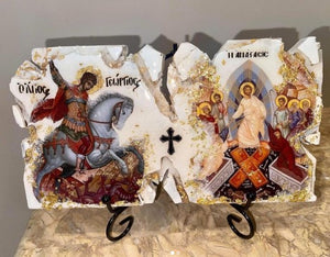 Double religious icon custom request  icoin saints or images of your choice
