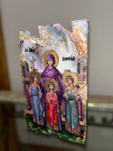 Load image into Gallery viewer, Ready to ship Saint Sophia and her three daughters religious icon