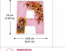 Load image into Gallery viewer, Letter A stone  religious icon with epitafio flowers