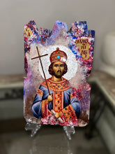 Load image into Gallery viewer, Ready to ship saint Kostantino  - religious wood epoxy resin handmade icon art - Only 1 off - Original