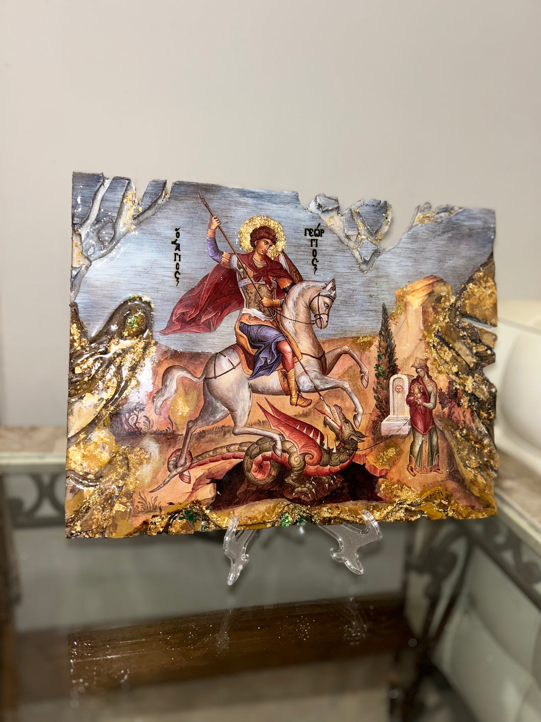 Saint George orthodox  Large-wall art religious icon  -Ready to ship