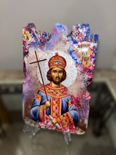 Load image into Gallery viewer, Ready to ship saint Kostantino  - religious wood epoxy resin handmade icon art - Only 1 off - Original