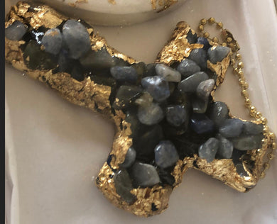 Gemstone  blue quartz mini cross