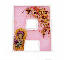 Load image into Gallery viewer, Letter A stone  religious icon with epitafio flowers