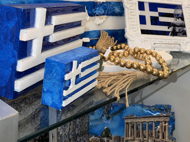 Handmade stone Greek flag (small)