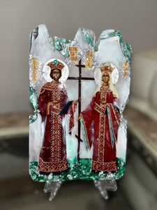 Ready to shio Saint Konstantino & Saint Eleni religious icon
