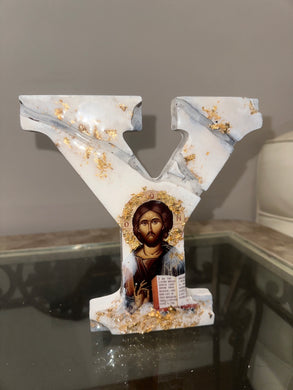 LETTER ART -Y- WOODEN LETTER Y FREE STANDING