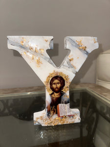 LETTER ART -Y- WOODEN LETTER Y FREE STANDING