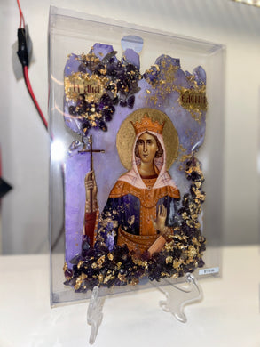 Saint Eleni (Helen) w/ Gemstones religious icon