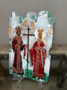 Ready to shio Saint Konstantino & Saint Eleni religious icon