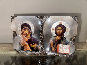 Mother Mary Panagioti Theotokou & Jesus Christ religious icon 