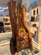 Load image into Gallery viewer, Natural tree log icon Mother Mary and Jesus