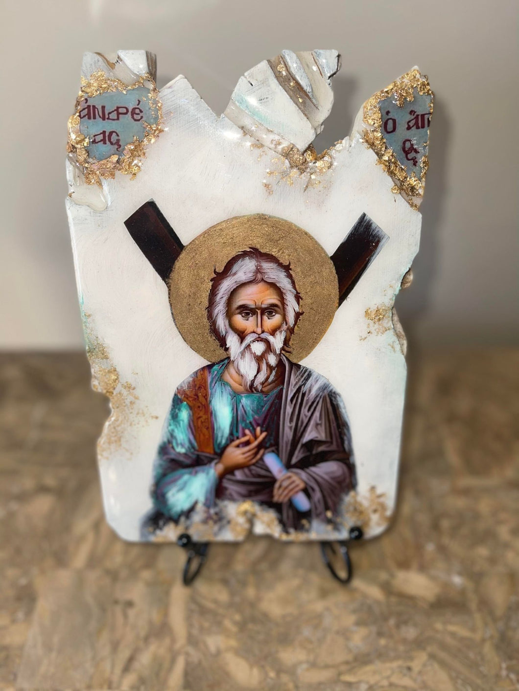 Ready to Ship Saint Andreas religious icon - 1 off piece - wooden
