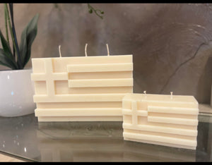 Greek Flag 3D large candle white