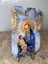 Load image into Gallery viewer, Saint stylianos  - religious wood epoxy resin handmade icon art - Only 1 off - Original