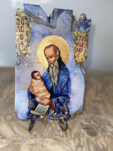 Load image into Gallery viewer, Saint stylianos  - religious wood epoxy resin handmade icon art - Only 1 off - Original