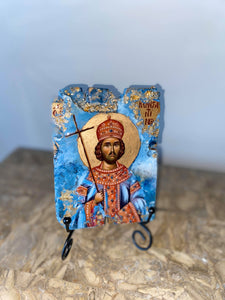 Saint Kostantino - Religious wood epoxy - Only one off -Original - Xsmall Size