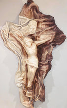 Load image into Gallery viewer, XLarge Leather Jesus Christ on cross handmade wall hanging - ONLY 1 AVAILABLE