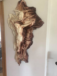 XLarge Leather Jesus Christ on cross handmade wall hanging - ONLY 1 AVAILABLE