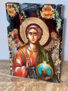 Arch Angel Michael religious handmade icon art  free standing