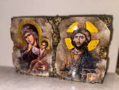 Mother Mary and Jesus double icon