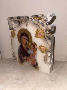 Made to Order Mother Mary icon free standing block
