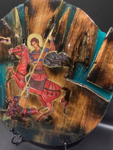 Load image into Gallery viewer, Saint Demetrios religious wood epoxy resin handmade icon art- Agios Dimitrios- Only 1 off - Original