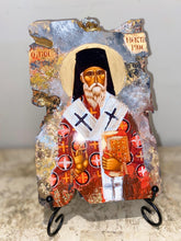 Load image into Gallery viewer, Saint Nektarios religious wood epoxy resin handmade icon art - Only 1 off - Original