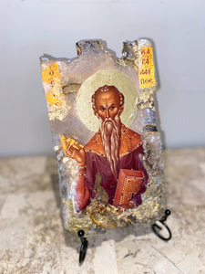 Saint Haralambos religious wood epoxy resin handmade icon art - Only 1 off - Original