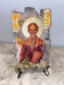 Saint Haralambos religious wood epoxy resin handmade icon art - Only 1 off - Original