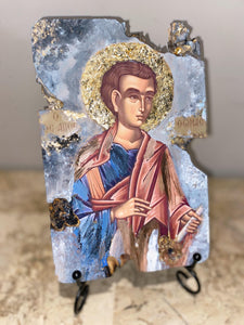 Saint Thomas religious wood epoxy resin handmade icon art - Only 1 off - Original