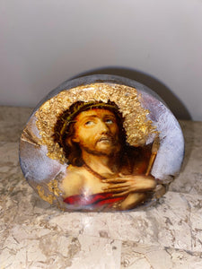 Jesus mini religious icon epoxy resin handmade icon art wooden