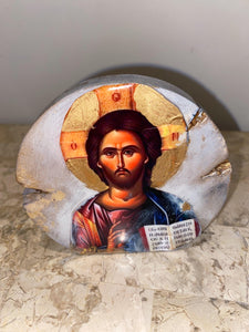 Jesus mini religious icon epoxy resin handmade icon art wooden
