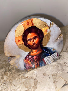 Jesus mini religious icon epoxy resin handmade icon art wooden