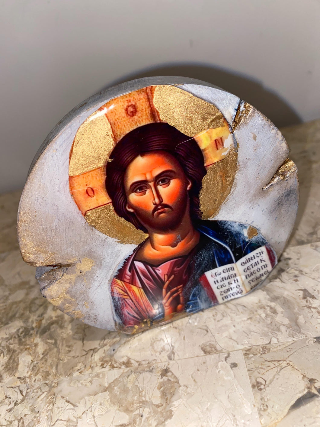 Jesus mini religious icon epoxy resin handmade icon art wooden