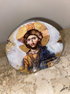 Jesus  mini religious icon epoxy resin handmade icon art wooden