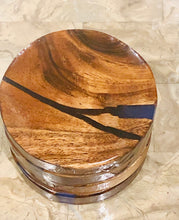 Load image into Gallery viewer, Coasters 4 pk, handmade original work - epoxy acacia wood