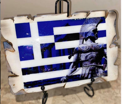 greek flag display plaque