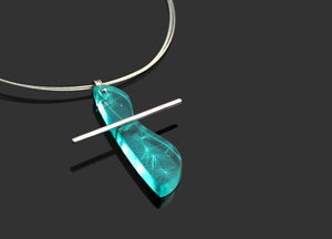 Stainless steel Resin blue dandelion cross necklace