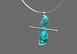 Stainless steel Resin blue dandelion cross necklace