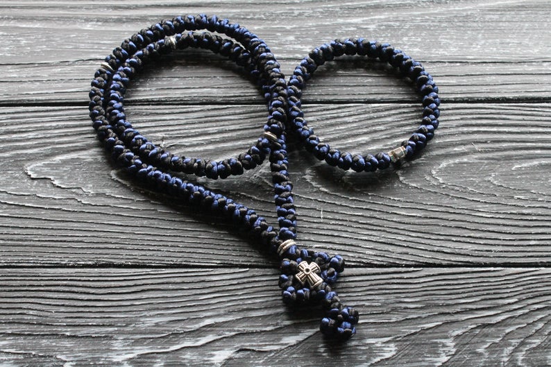 Christian set:  Prayer rope 100 knots + bracelet 33 knots,