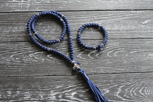 Christian set:  Prayer rope 100 knots + bracelet 33 knots,