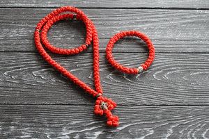 Christian set:  Prayer rope 100 knots + bracelet 33 knots,